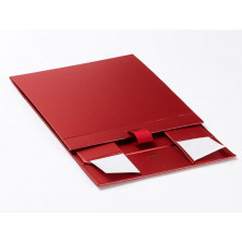 Pudełko ozdobne z logo czerwone A4 33cm x 25cm x 11cm z wstążką