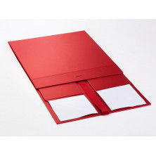 Pudełko ozdobne z logo czerwone XXL 35cm x 35cm 15cm z wstążką
