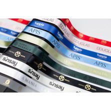 Kolorowe wstązki satynowe z logo dla firm