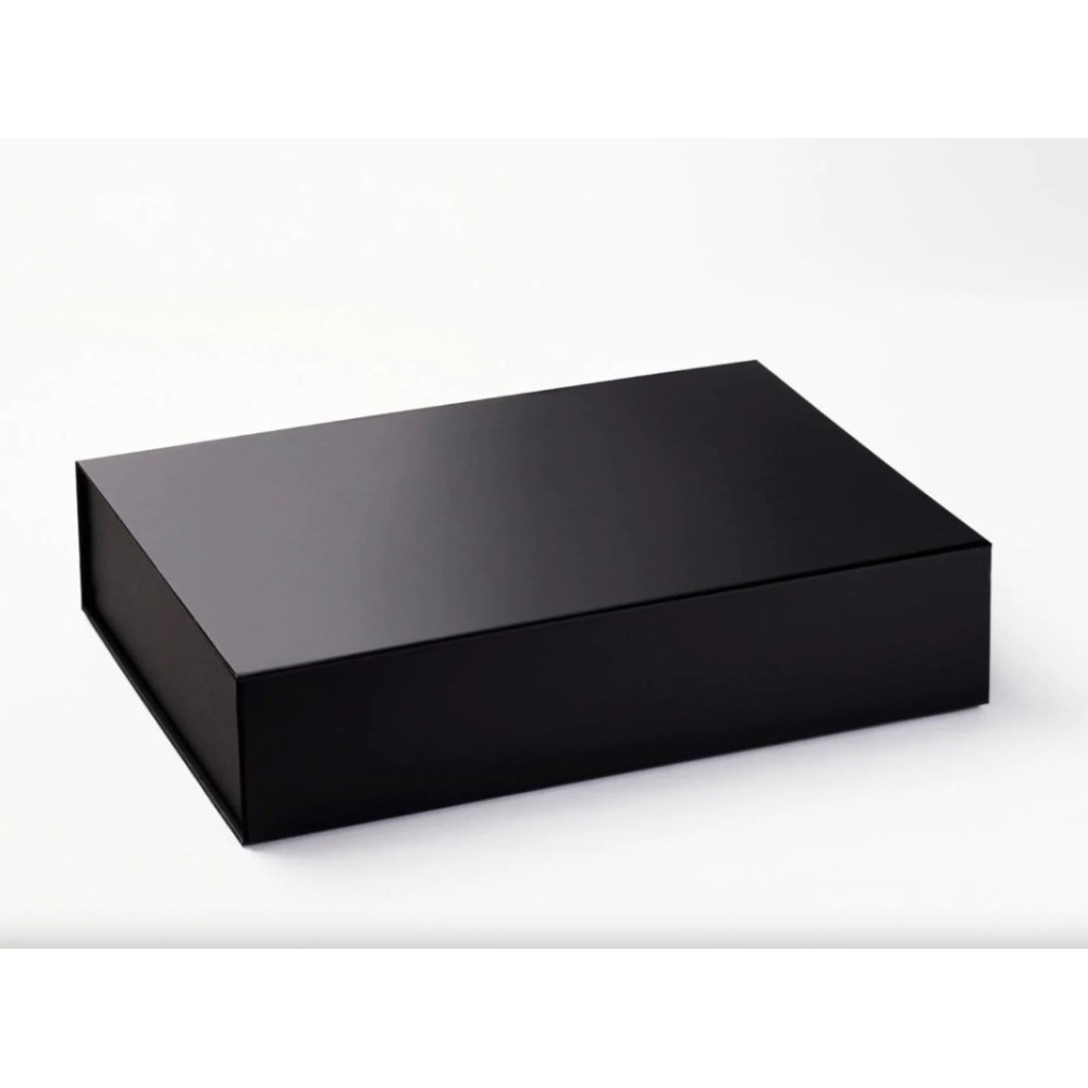 Pudełko ozdobne z logo czarne A3 niskie 45cm x 33cm x 10cm